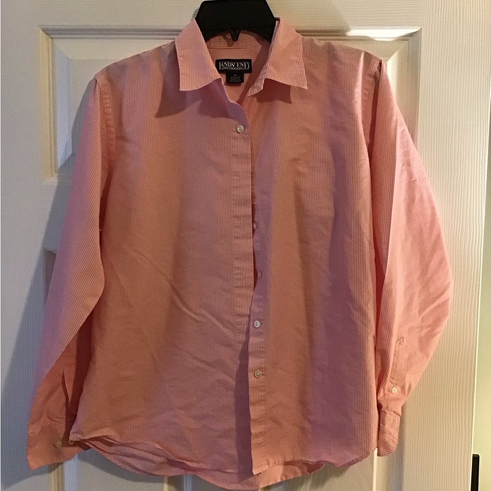 Land’s End Long Sleeve Button Down Mens Regular Size 10 Striped Shirt